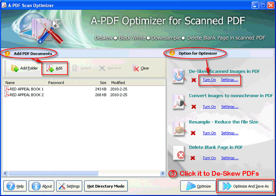 a-pdf scan optimizer deskew